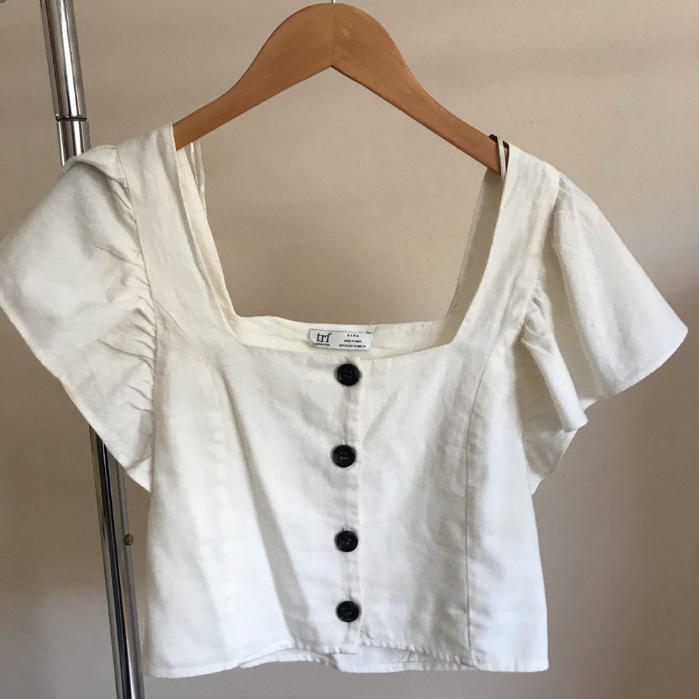 Zara Ruffle Sleeve Crop Top